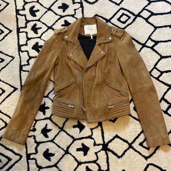 Coats | Maje Basalt Suede Biker Jacket 